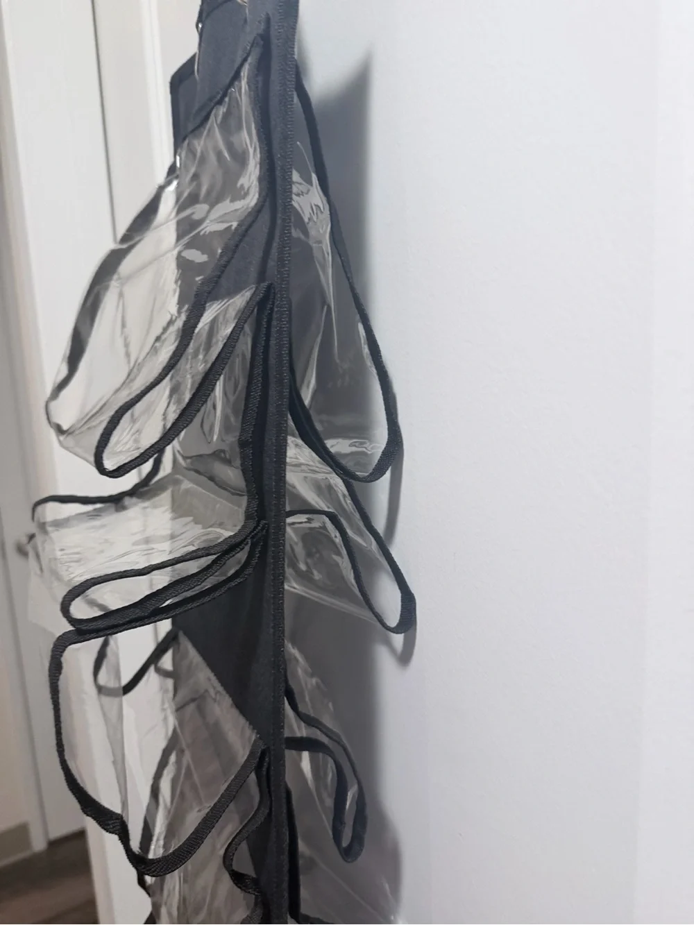 Black Hanging Organizer with Clear Pockets